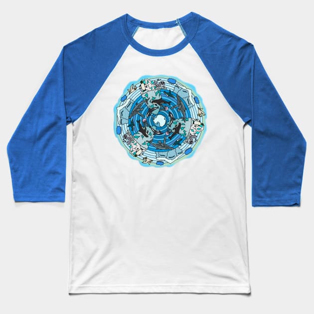 Antarctica Themed Mandala Baseball T-Shirt by gorff